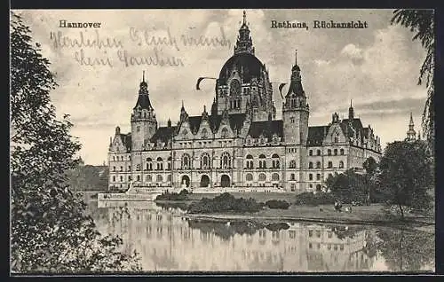 AK Hannover, Rathaus, Rückansicht