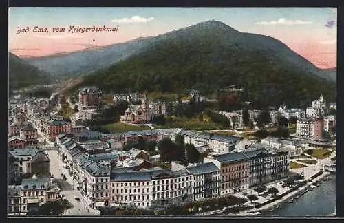 AK Bad Ems, Teilansicht mit Strassenpartie vom Kriegerdenkmal aus gesehen