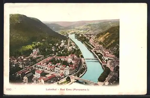 AK Bad Ems, Panorama mit Lahnthal