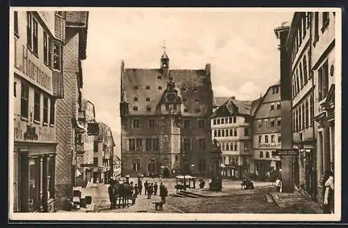 AK Marburg, Strassenpartie am Marktplatz