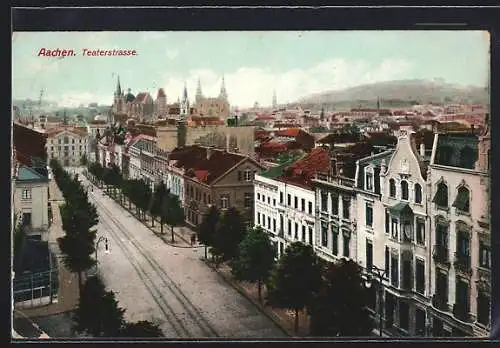 AK Aachen, Theaterstrasse aus der Vogelschau