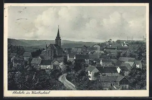 AK Oberlahr im Wiedbachtal, Teilansicht mit Kirche