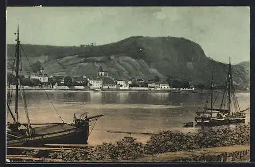 AK Erpel a. Rhein, Panorama mit Booten