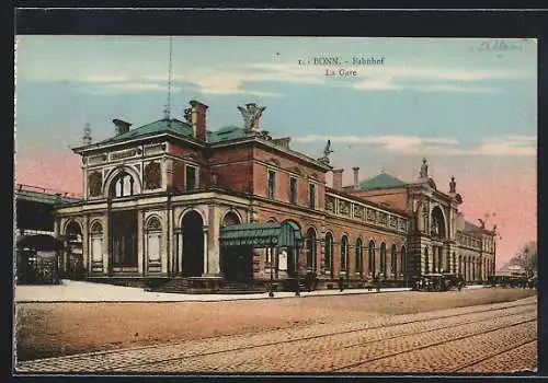 AK Bonn, Bahnhof mit Strassenpartie