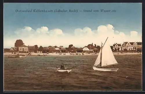 AK Kellenhusen /Lübecker Bucht, Ostseebad, Strand vom Wasser aus