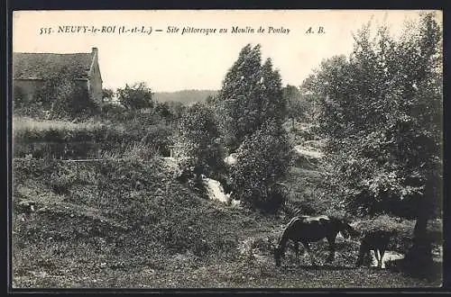 AK Neuvy-le-Roi, Site pittoresque au Moulin de Ponlay