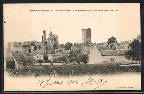 AK Le Grand-Pressigny, Vue Panoramique, prise de la Croix Marron