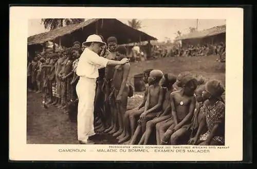 AK Cameroun, Maladie du Sommeil, Examen des Malades, Missionar mit Einheimischen