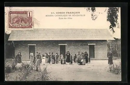 AK Brazzaville /Congo Francais, Mission Catholique, École des Filles, Nonnen mit Kindern