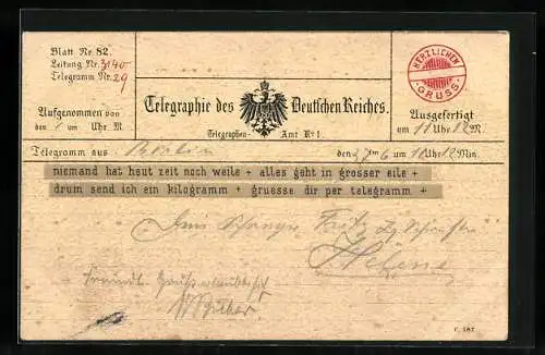 AK Telegraphie des Deutschen Reiches, Postgeschichte