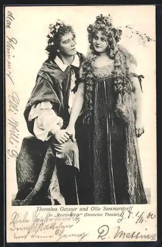 AK Schauspieler Theresina Gessner und Otto Sommerstorff in Rautendelein (Deutsches Theater)