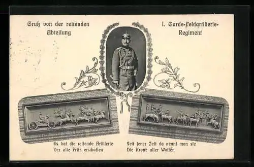 AK Kaiser Wilhelm in Uniform mit Pickelhaube, I. Garde-Feldartillerie-Regiment