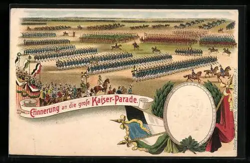 AK Kaiserparade beim Kaisermanöver, geprägter Kopf des Kaisers