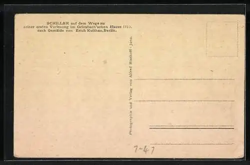 AK Schiller auf dem Wege zu seiner ersten Vorlesung im Griesbach`schen Hause