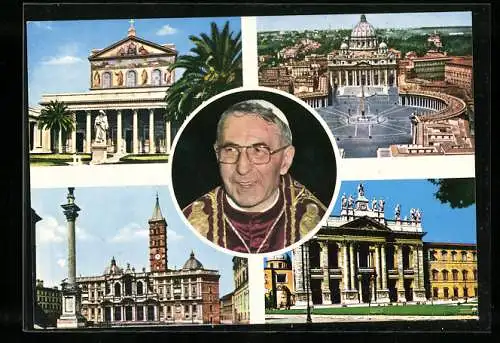 AK Portrait von Papst Giovanni Paolo I., Petersdom und Petersplatz, Kirche