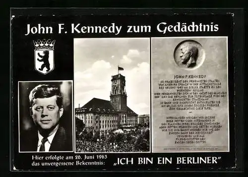 AK Berlin, John F. Kennedy, Präsident der USA, Rathaus Schöneberg