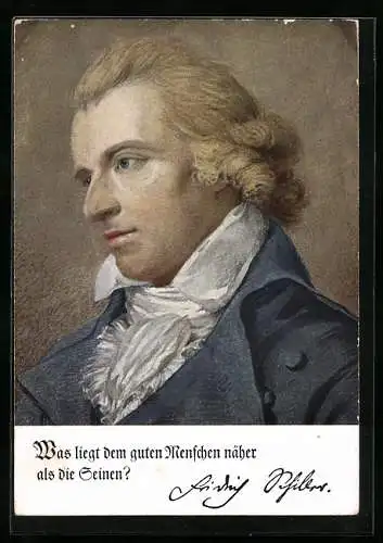 AK Deutsche Männer - deutsche Worte, Portrait von Friedrich Schiller