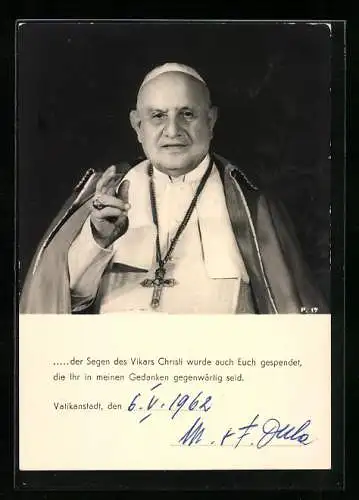 AK Vatikanstadt, Papst Johannes XXIII. mit Kreuzkette