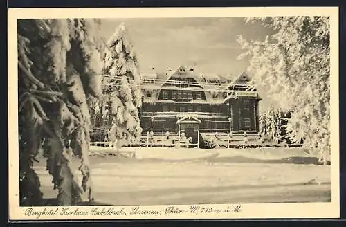 AK Ilmenau /Thür. Wald, Berghotel Kurhaus Gabelbach im Schnee