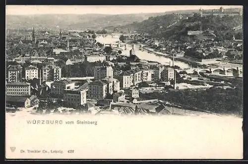 AK Würzburg, Blick vom Steinberg auf die Mainbrücken