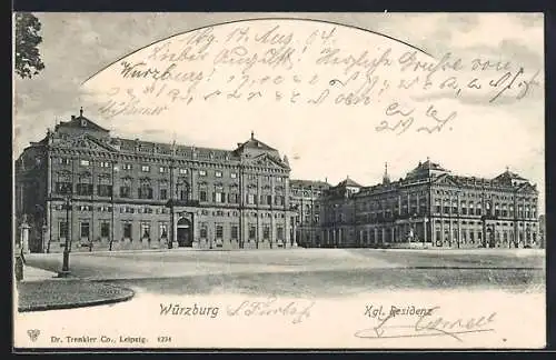 AK Würzburg, Vorderansicht der Kgl. Residenz