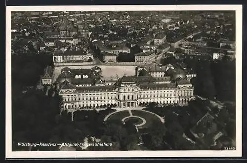 AK Würzburg, orig. Fliegeraufnahme der Residenz