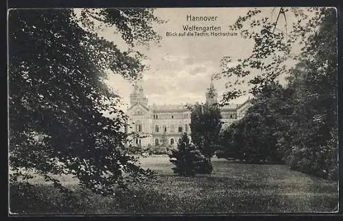 AK Hannover, Welfengarten, Blick auf die Techn. Hochschule