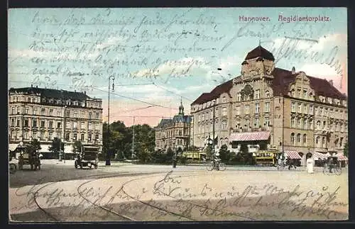 AK Hannover, Aegidientorplatz mit Strassenbahn