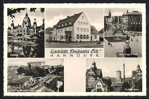 AK Hannover, Gaststätte Constantin Eck, Rathaus, Café am Kröpcke