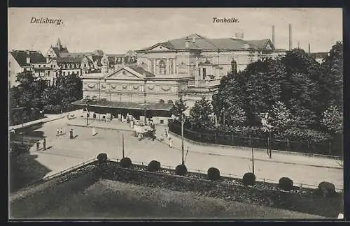 AK Duisburg, Tonhalle mit Strassenpartie