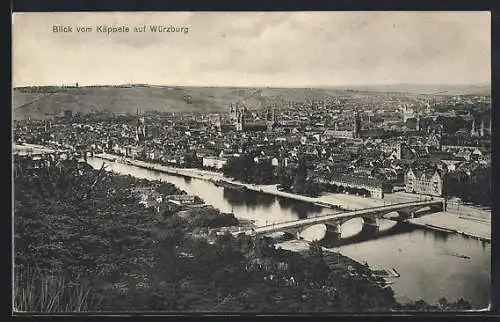 AK Würzburg, Blick vom Käppele auf den Ort