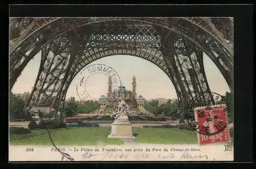 AK Paris, Palais du Trocadéro, Vue prise du Parc du Champ-de-Mars