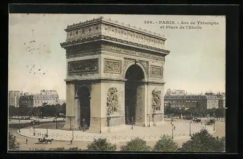 AK Paris, La Place de L`Étoile avec L`Arc de Triomphe, Sternplatz mit Triumphbogen