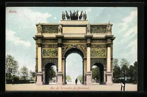 AK Paris, Arc de Triomphe du Carrousel, Blick zum Denkmal