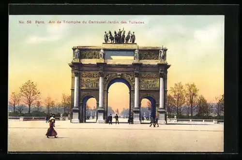 AK Paris, Arc de Triomphe du Carrousel-Jardin des Tuileries