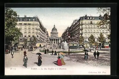 AK Paris, La Rue Soufflot et le Panthéon