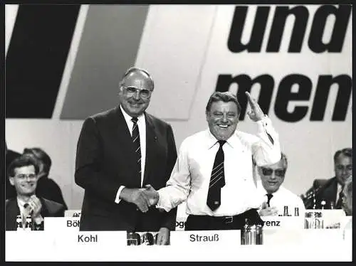 Fotografie Poly-Press, Bonn, Helmut Kohl und Franz-Josef Strauss beim CDU-Bundesparteitag in Mainz