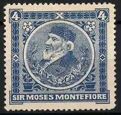 Reklamemarke Sir Moses Montefiore im Portrait, Judaika