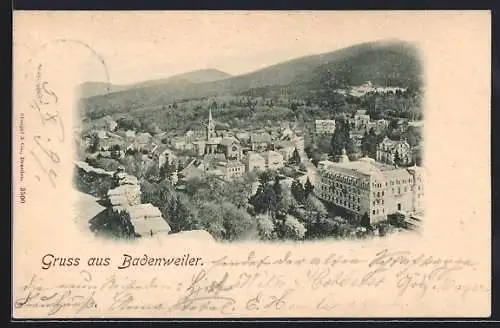 AK Badenweiler, Ortsansicht aus der Vogelschau