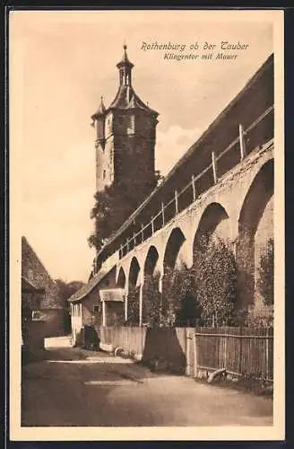 AK Rothenburg / Tauber, Klingetor mit Mauer