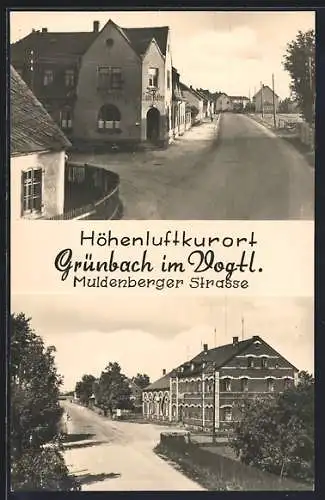 AK Grünbach / Vogtl., Gasthaus zum Adler in der Muldenberger Strasse