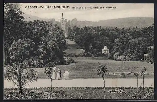 AK Cassel-Wilhelmshöhe, Blick vom Schloss nach dem Herkules