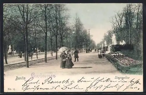 AK Berlin-Tiergarten, Siegesallee mit Standbildern