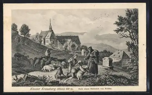 Künstler-AK Ludwig Richter: Kreuzberg /Rhön, Kloster nach altem Stahlstich