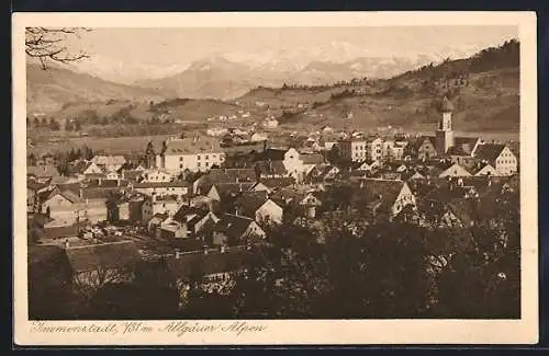 AK Immenstadt, Teilansicht mit Allgäuer Alpen