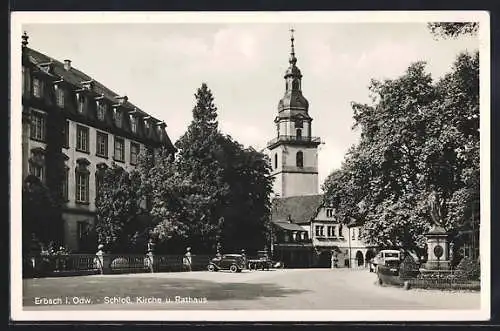 AK Erbach i. Odw., Schloss, Kirche und Rathaus