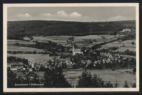 AK Sandbach i. O., Panoramablick vom Berg gesehen