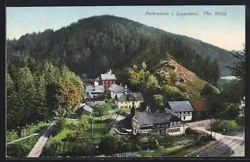 AK Ludwigsstadt, Falkenstein, Ortspartie an den Bahnschienen