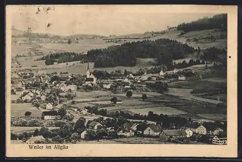 AK Weiler / Allgäu, Totalansicht mit Kirche