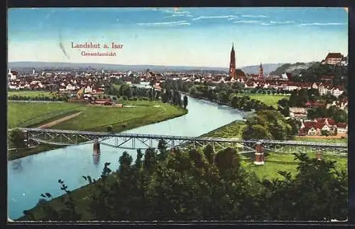 AK Landshut a. Isar, Gesamtansicht der Ortschaft